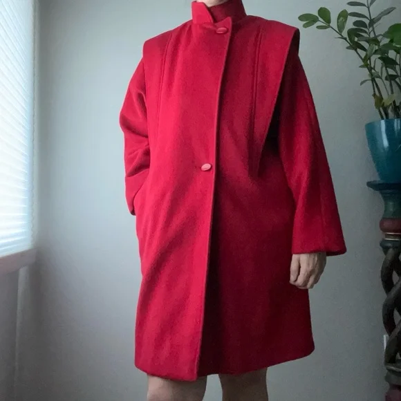 Vintage Ruby Red Women's Cape Coat - Picture 1 of 12